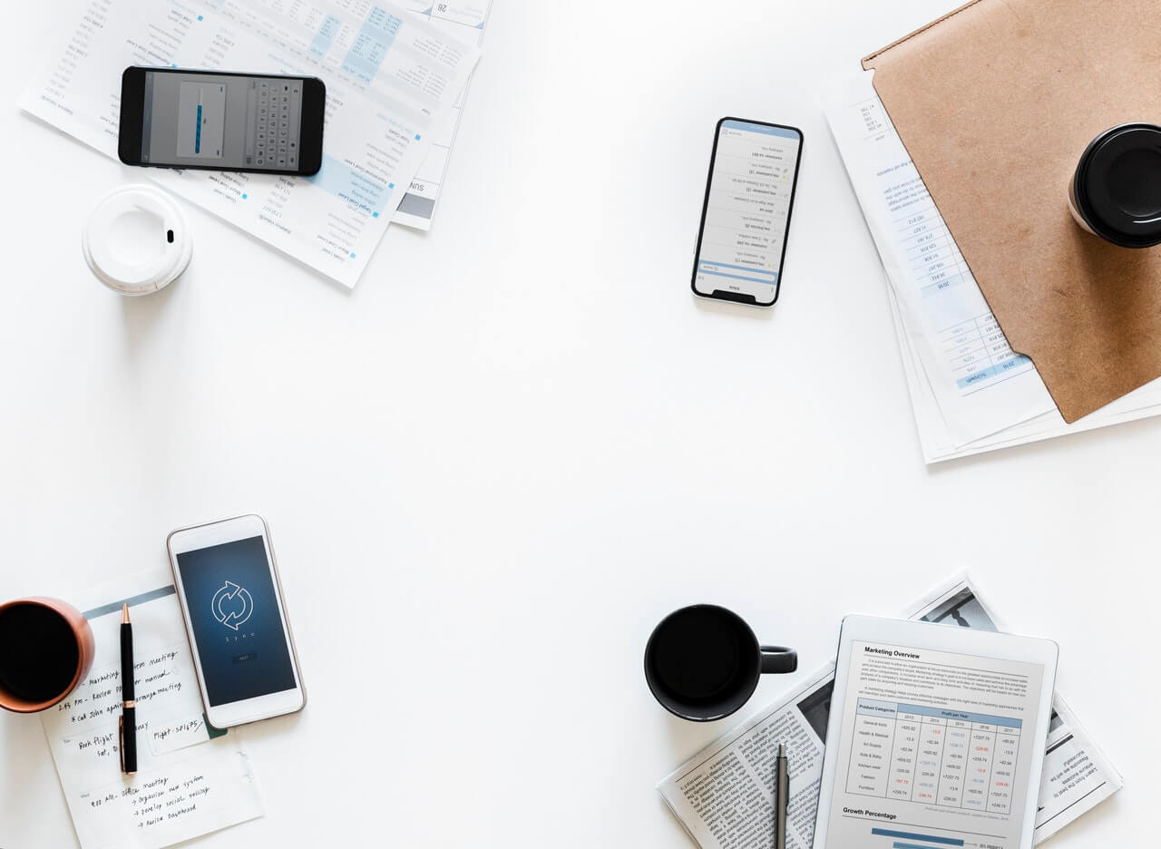 mobile devices on a table