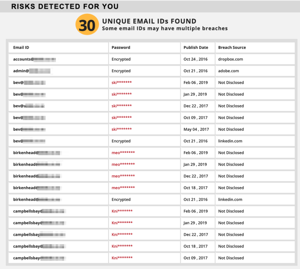 Sample Report with Passwords Hidden