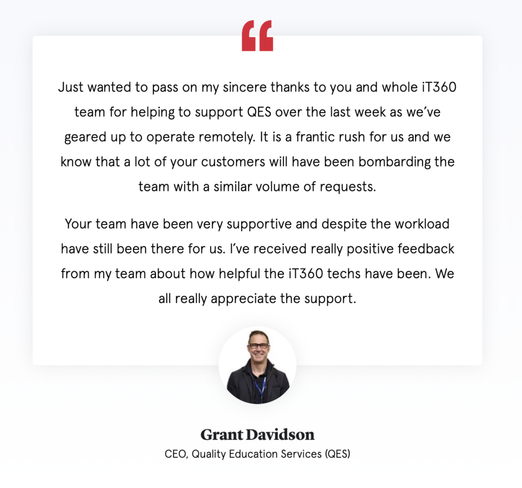 Grant Davidon, CEO of QES, shares his feedback about implementing remote work for his team
